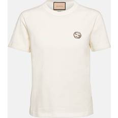 Gucci Embellished cotton jersey T-shirt white