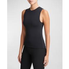 Acrylique Débardeurs Vince Womens Black-001blk Sleeveless Round-neck Stretch-woven top