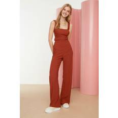 Dam - Orange Jumpsuits & Overaller Trendyol Collection Dam Dam Dam Enfärgad Mellanstickad Jumpsuit Overaller, Kakel