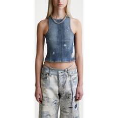 Acne Studios Vêtements Acne Studios Tank Top Denim Print Crop Top - Denim Blue