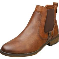 Mustang Damen Chelsea Boots Mustang Stiefelette Mit Reißverschluss - Cognac