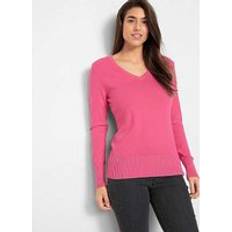 Bonprix Smooth Knit V-Neck Jumper Pink