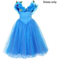 Fat Cat 6-7 Girls Princess Cinderella Fancy Dress Up Party Birthday Cosplay Costume Outfit Blue 6-7yrs