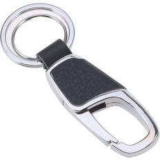 Keychains Nuolux Men s Leather Key Ring Chain Metal Keychain for Dual-ring - Bright Silver