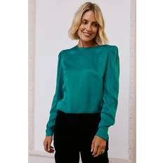 Turkosa Blusar Aspiga Emelia Satin Top Teal