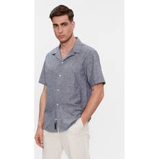 Lino - Uomo Abbigliamento Tommy Jeans Camicia - Regular Fit - Blu Scuro