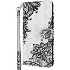 Cover-Discount Cover-Discount Galaxy A32 5G Etui Glitzer Effekt Blumen schwarz Galaxy A32 5G Smartphone Hülle