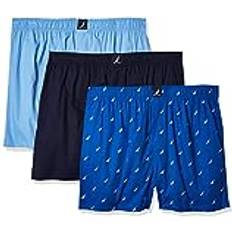 Nautica Men Clothing Nautica Mens cotton Woven Pack Boxer, PeacoatDellarobbiaSails-Sea cobalt