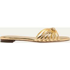 Loeffler Randall Izzie Knot Flat Slide Sandals - Metallic Gold