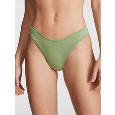 Green Knickers PINK Cotton High-Leg Thong Panty, Green, Women's Panties