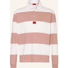 Pink Polo Shirts HUGO Diragbi Longsleeved Polo Shirt Pink/White