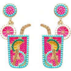 Shein 1pair Style Exquisite Fruit & Beverage Design Stud Earrings