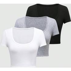 Multicolored T-shirts Shein Round Neck Short Sleeve T-Shirts