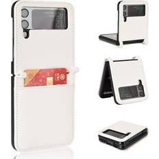 Wallet Cases Allytech Allytech for Samsung Galaxy Z Flip3 Case Z Flip3 Wallet Cover Slim PU Leather Shockproof Protective Cards Holder Wallet Case Cover for Samsung Galaxy Z Flip3 5G White