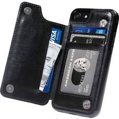 Wallet Cases MIDOLA Wallet Case for iPhone 7 8 SE 2020 with Card Holder Cover Flip Cell Phone Money Clip Premium PU Leather Kickstand Card Slots Double Magnetic Shockproof Slim Protective Purse 4.7 Inch Black