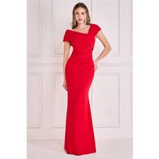 Long Dresses - Women Goddiva One Shoulder Evening Maxi Red