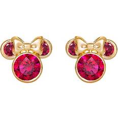 Disney Women Earrings Disney Disney Minnie Mouse 10K Gold Birthstone Stud Earrings, July Light Red Cubic Zirconia;