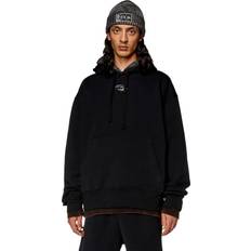 Diesel Men Tops Diesel Hoodie oversize con logo metallico Felpe Uomo Nero