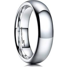 Men - Nickel Free Rings King Will King Will BASIC Men's 6mm High Polished Comfort Fit Domed Tungsten Carbide Ring Wedding Band