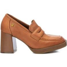 XTI Women Leather Heeled Loafers 161218 Camel