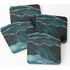 Turquoise Coasters WHIBOS Amazing Blue Teal Malachite Marble Set Coaster 4pcs