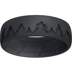 Men - Silicone Rings ROQ ROQ Breathable Silicone Rings for Men Hunter Ring Unique Design Mens Silicone Rubber Wedding Ring Band Black Colors