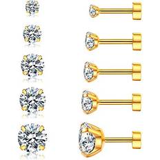 Wssxc Cubic Zirconia Hypoallergenic Stud Earrings for Women Men Girls Statement Cartilage Fashion Surgical Steel Helix Earrings Pairs