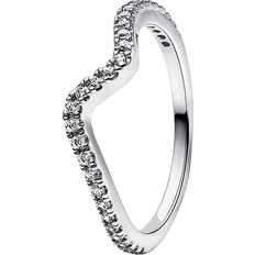 Plata Anillos Pandora Sparkling Wave Ring - Silver/Transparent