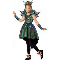 Seasons Direct Halloween Girls Deluxe Dragon Costume M8-10 Green