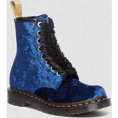 Thong - Women Lace Boots Dr. Martens Vegan 1460 Women's Crushed Velvet Lace Up Boots Blue