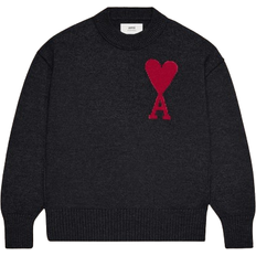 Unisex - Wool Tops AMI De Coeur Logo Sweater - Black/Red