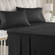 CGK Unlimited Brushed Microfiber Wrinkle Bed Sheet Black (203.2x198.1)