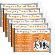 Silver Emergency Blankets Foil Mylar Thermal Emergency Blankets 132cm x 208cm 6pcs