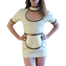Golden Sexy Latex French Maid Pencil Dress