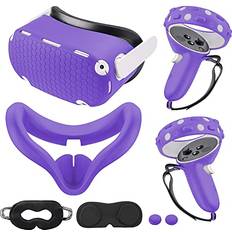 Kang Yu for Oculus Quest 2 Accessories, Quest 2 VR Silicone Face Cover, VR Shell Cover,Quest 2 Touch Controller Grip Cover,Protective Lens Cover,Disposable Eye Cover Purple