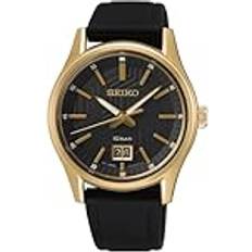 Seiko Män analog kvartsur med silikonarmband SUR560P1, Guld