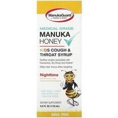 ManukaGuard, Manuka Honey, Kids Cough & Throat Syrup, Nighttime, Honey Lemon, 4 118