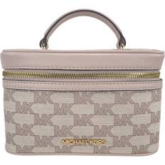 Michael Kors Beige Crossbody Bags Michael Kors Jet Set Medium Powder Blush Jacquard Canvas Zip Trunk Crossbody Bag