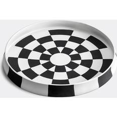 L'Objet White & Black Damier Round Platter