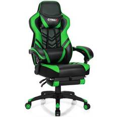 Gaming Chairs Costway Adjustable Gaming Chair with Footrest for Home Office-Green