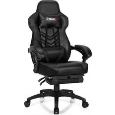 Gaming Chairs Costway Adjustable Gaming Chair with Footrest for Home Office-Black