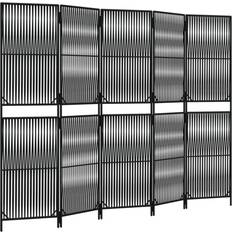 Staal Roomdividers vidaXL Kamerscherm 5 Panelen Poly Rattan Zwart