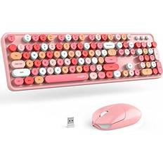 MOFII Keyboard and Mouse Combo, MOFII Retro Pink Keycaps, Cute