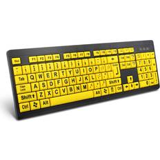 Keyboards Boogiio Large Print Computer Keyboard Wired USB High Visibility Keyboard, Elderly High Contrast Keyboard, Oversized Letter for Visually...