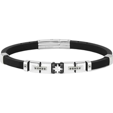 Nomination City Wind Rose Rubber Bracelet - Silver/Black