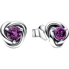 Pandora Crystal Earrings Pandora February Birthstone Eternity Circle Stud Earrings - Silver/Purple