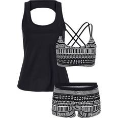 Polyester - Women Jumpsuits & Overalls Bonprix Three Piece Bikini Set - Black/White