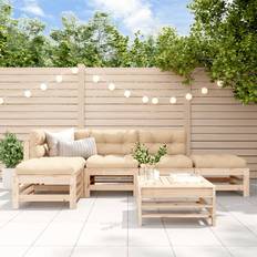 Square Outdoor Lounge Sets vidaXL 6 Piece Garden Solid Wood Pine Outdoor Lounge Set