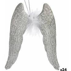 Plastic Christmas Tree Ornaments bauble Angel Wings Silver Glitter Christmas Tree Ornament