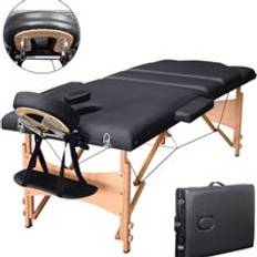 Massage table Vesgantti Portable Massage Bed 3-Section Foldable Beauty Couch Black